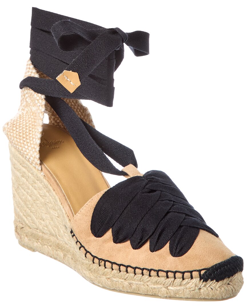 Castaã±er Castañer Curtis Suede Wedge Sandal In Brown