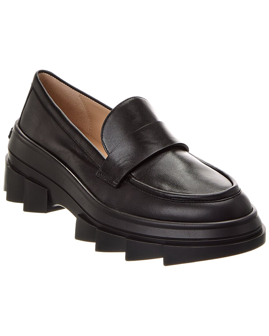 Stuart Weitzman Chunky-sole Leather Loafers In Black
