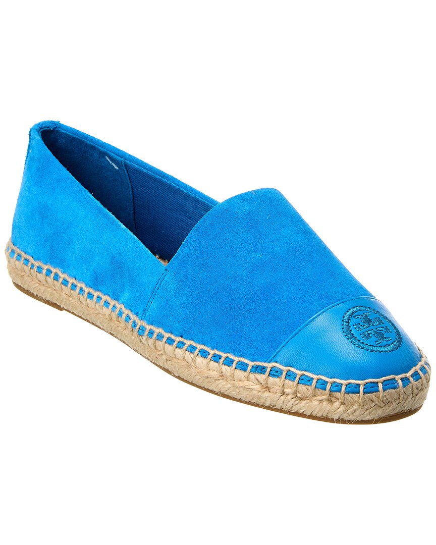 Tory Burch Colorblocked Suede & Leather Espadrille In Blue