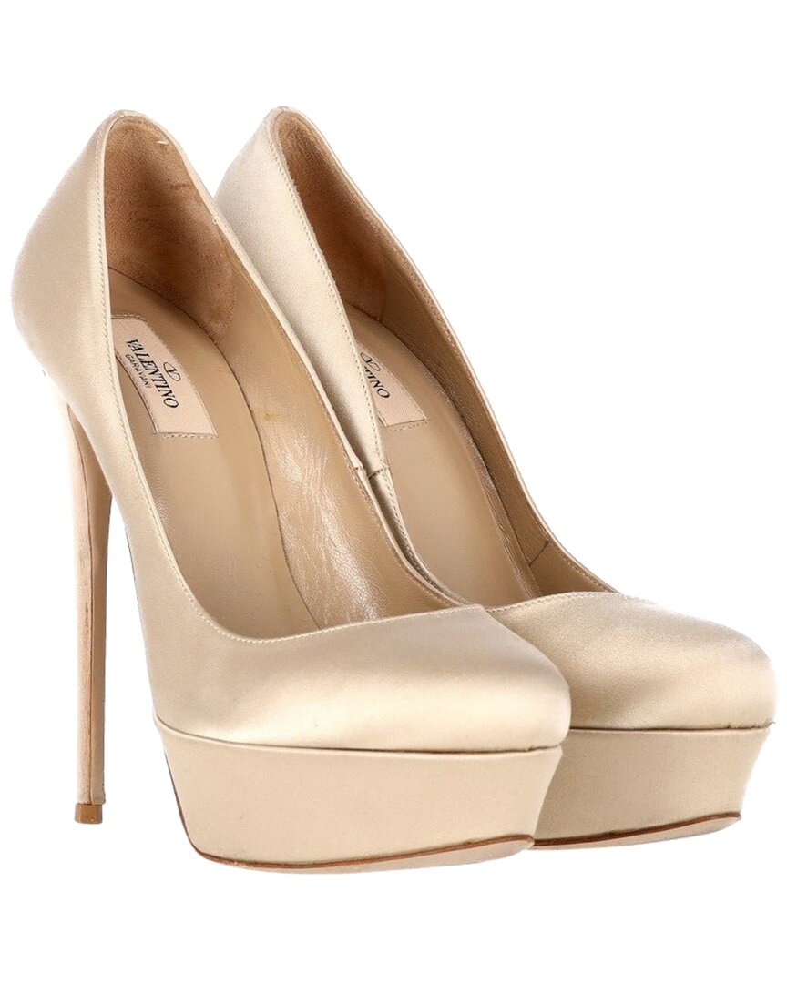 Valentino Garavani Valentino Women's Satin Platform Pump (authentic Pre-loved) In Neutral