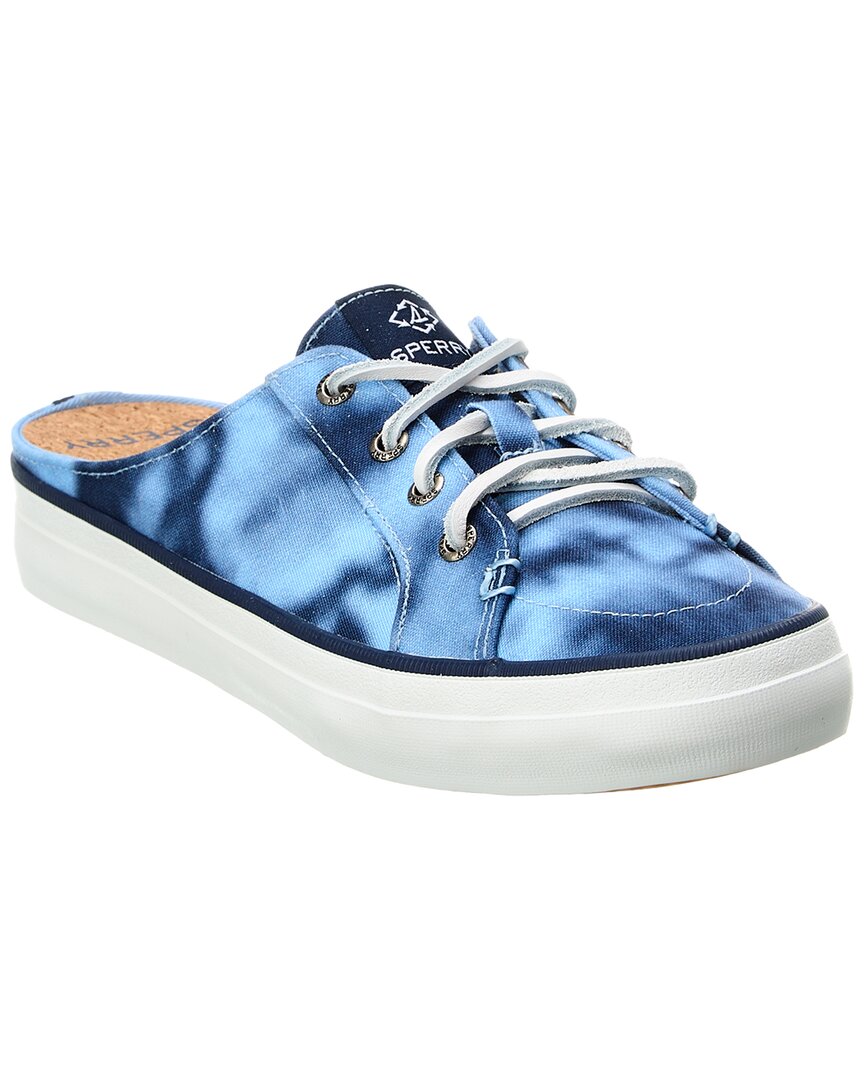 Shop Sperry Crest Seacycled Print Canvas Mule In Blue