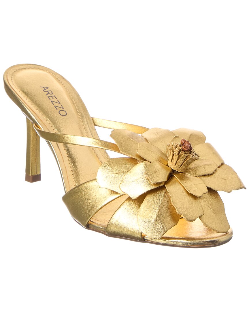 Arezzo Daisy Leather Sandal In Gold