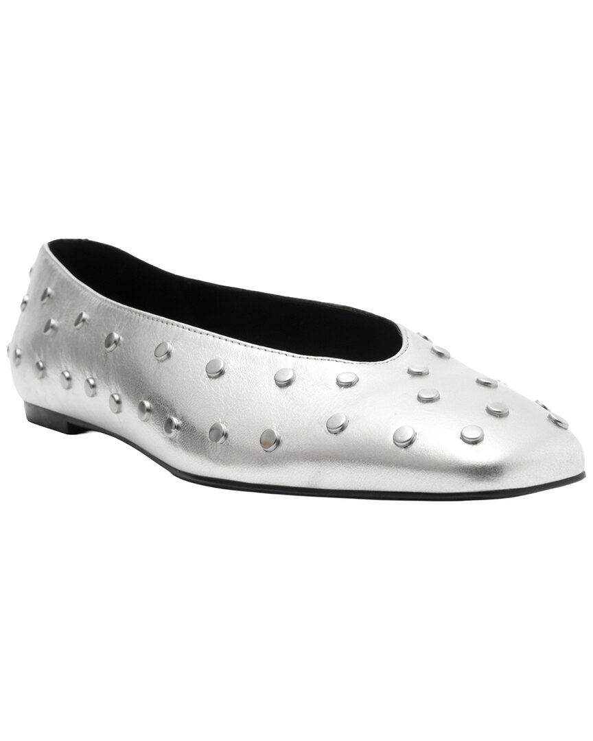 Arezzo Hayden Leather Ballet Flat In Silver