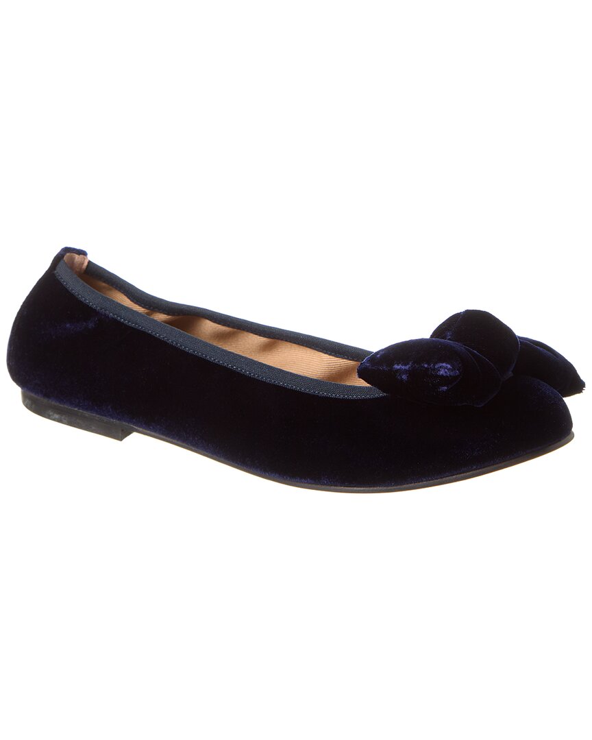 Shop French Sole Westport Velvet Flat In Blue