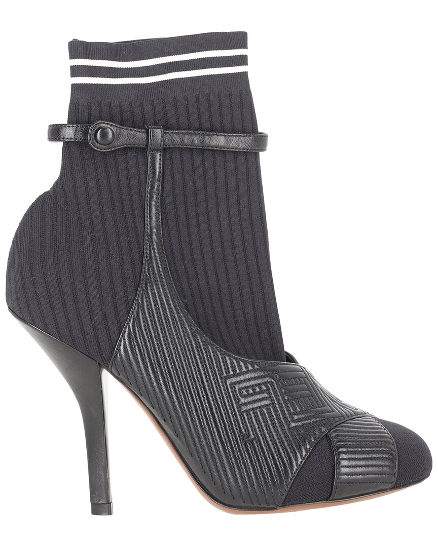 Fendi Women's Leather Striped Sock Ankle Boot (authentic Pre-loved) In Multi