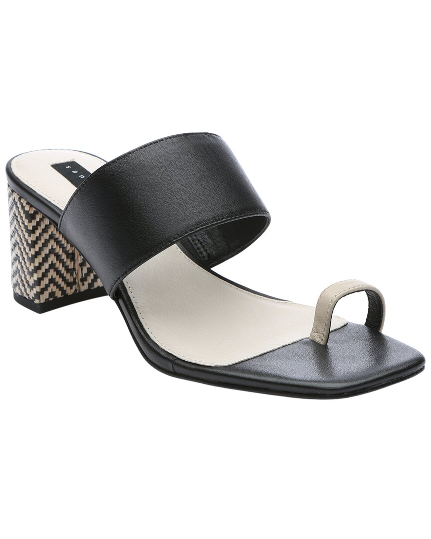 Sanctuary Bold Leather Sandal In Black/clean Sand