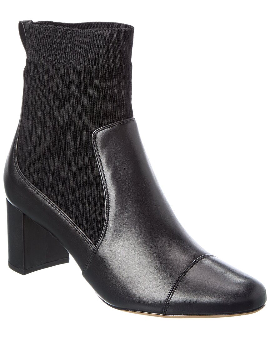 Alexandre Birman Becky 60 Knit & Leather Bootie In Black