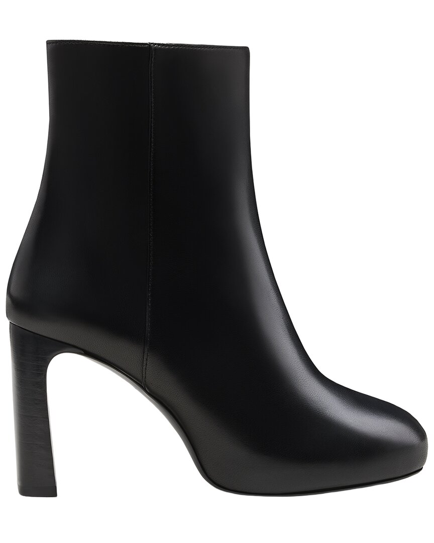 Stuart Weitzman Babette Platform Zip Leather Bootie In Black