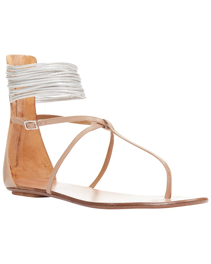 Aquazzura Women's Leather Spin Me Around Coil Gladiator Flat Sandal (authentic  Pre-loved) In Brown
