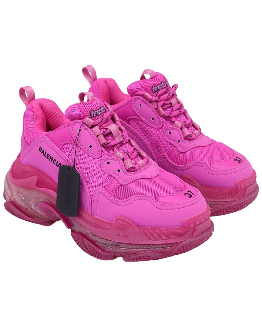Balenciaga Women's Polyester Triple S Clear Sole Sneaker (authentic Pre-loved) In Pink