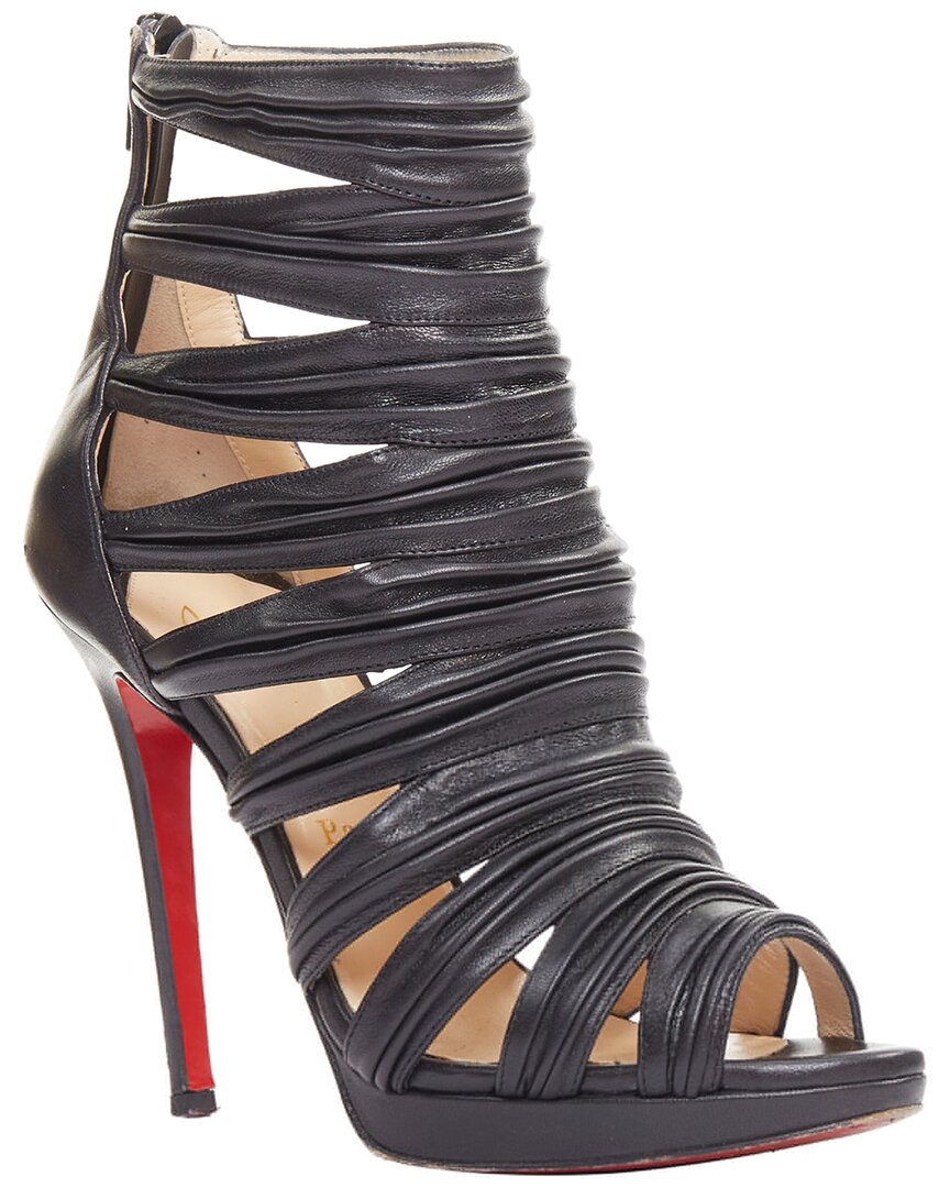 Christian Louboutin Women's Leather Tinazata 120 Strappy Caged Gladiator  Sandals (authentic Pre-lov In Black