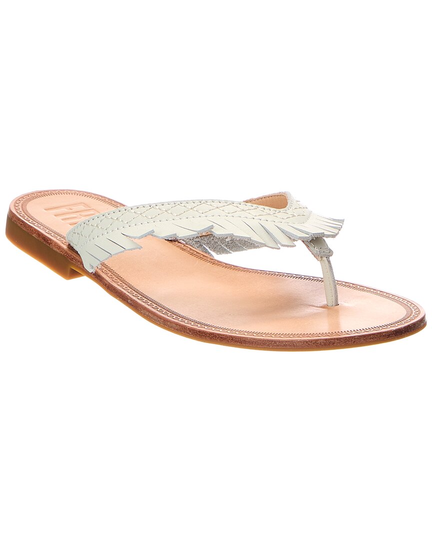 Frye Ava Fringe Leather Sandal In White