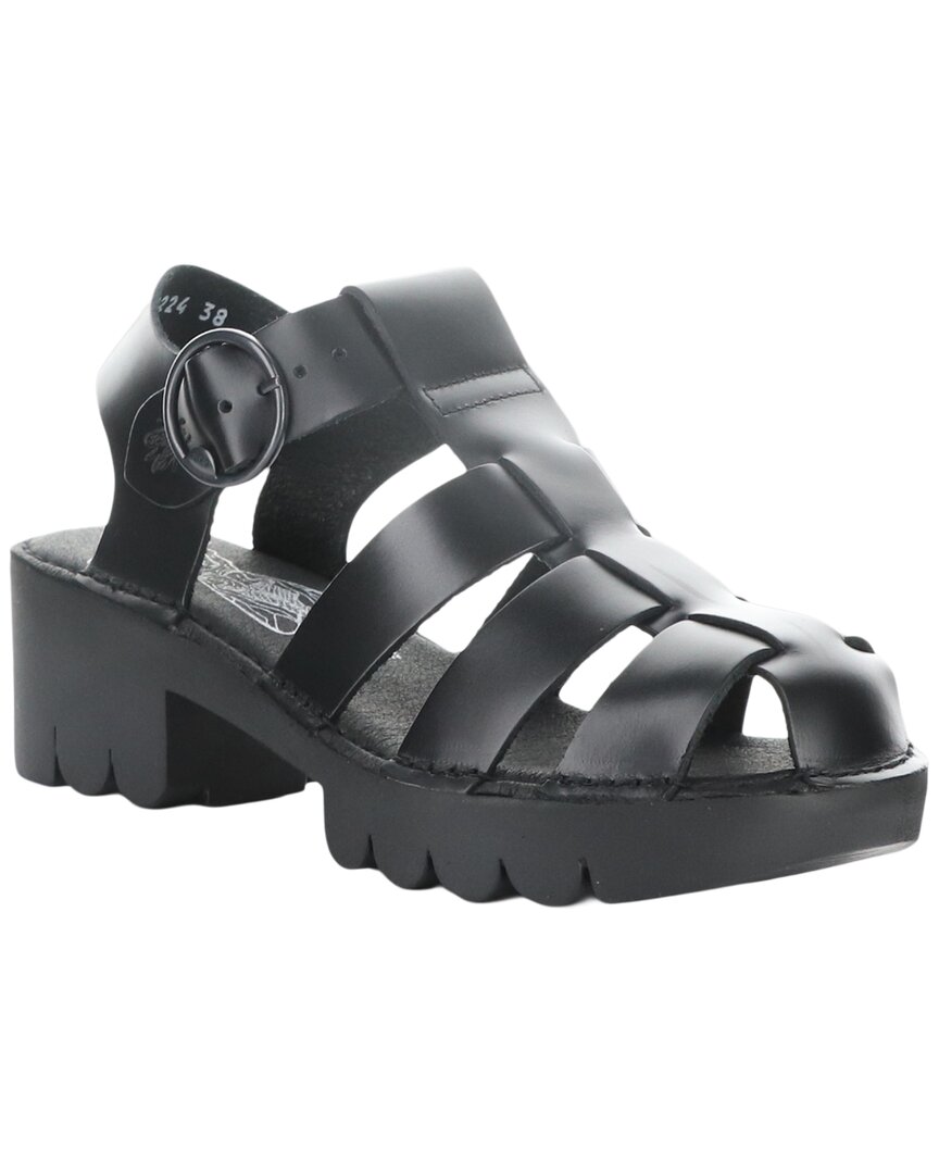 Fly London Black Emme Leather Sandal