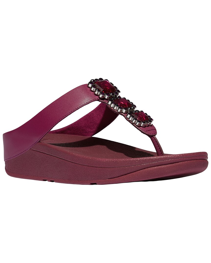 Fitflop Fino Crystal Jewel Toe Post Sandal In Ruby