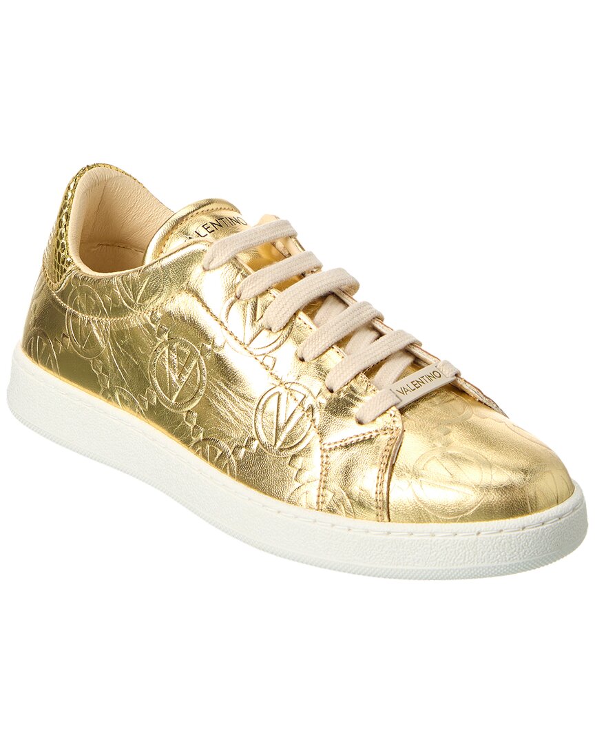 Valentino By Mario Valentino Sofia Monogram Leather Sneaker In Gold ...