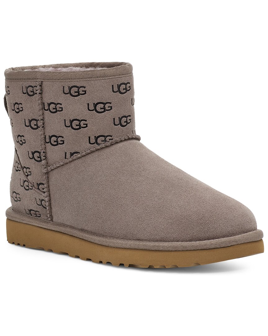 UGG UGG CLASSIC MINI EMBOSSED LOGO SUEDE & LEATHER CLASSIC BOOT