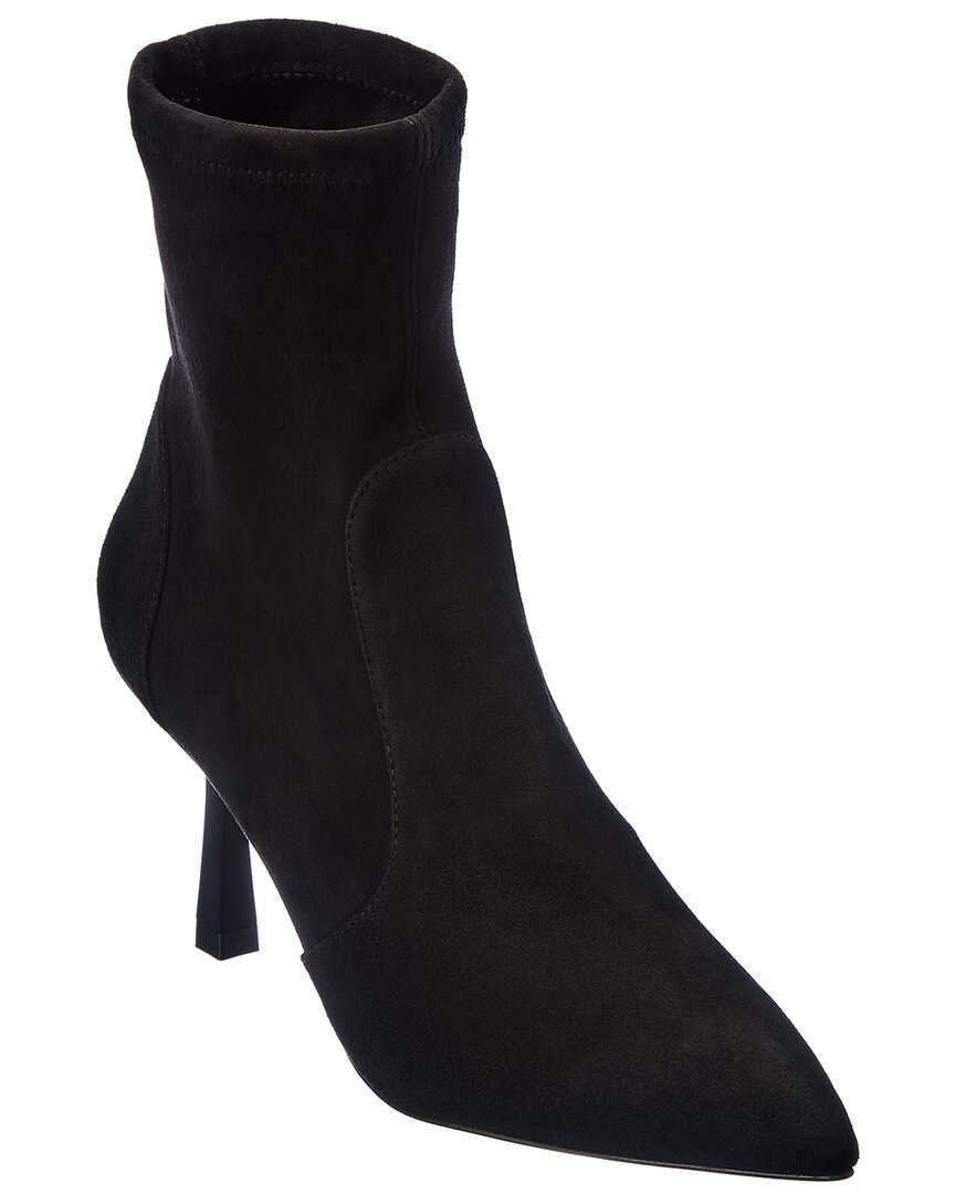 Stuart Weitzman Xcurve 85 Sock Bootie Suede Stretch In Black
