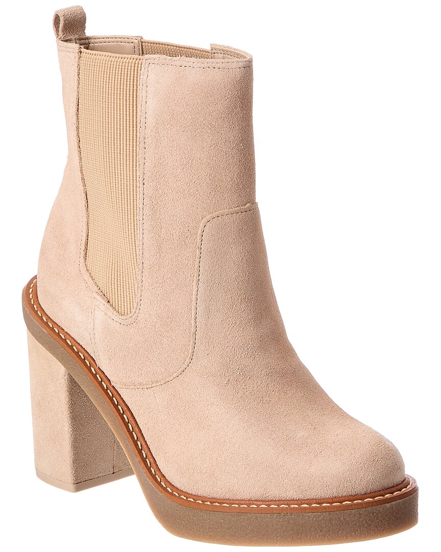 Arezzo Jade Suede Bootie In Beige