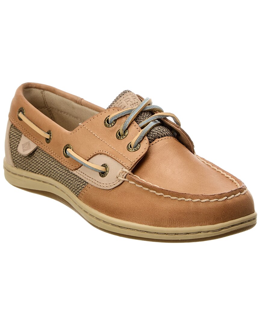 Shop Sperry Songfish Linen & Leather Boat Shoe In Brown