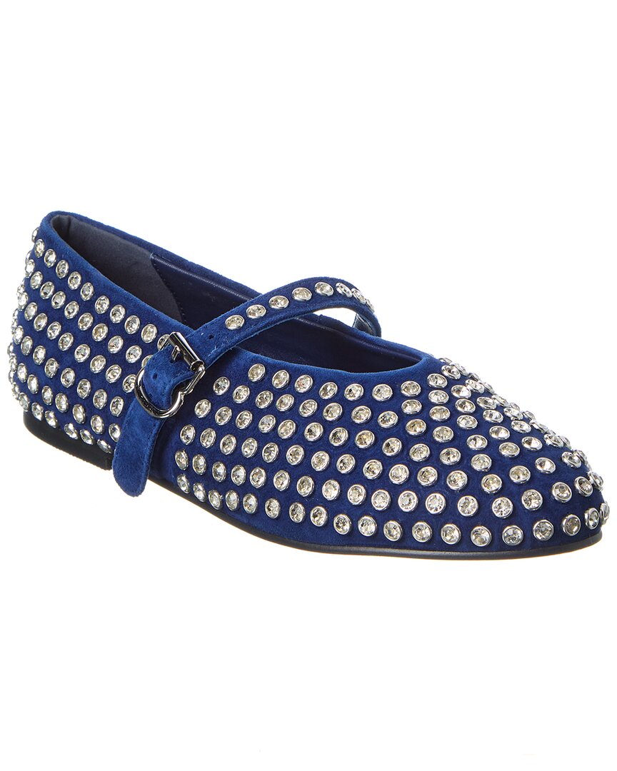 Tiffany & Fred Paris Bedazzled Suede Flat In Navy