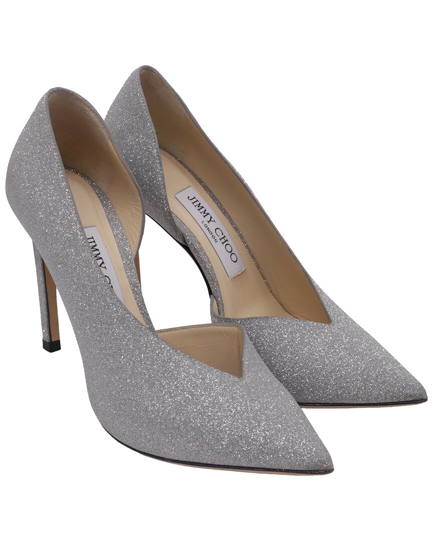Jimmy Choo Women's Glitter Sophia 100 Pump (authentic Pre-loved) In Silver
