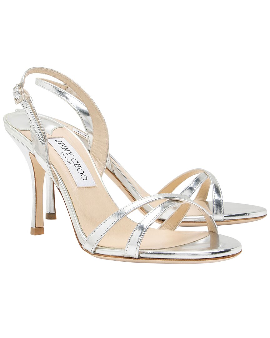 Jimmy Choo India Slingback Leather Sandal (authentic Pre-loved) In Silver