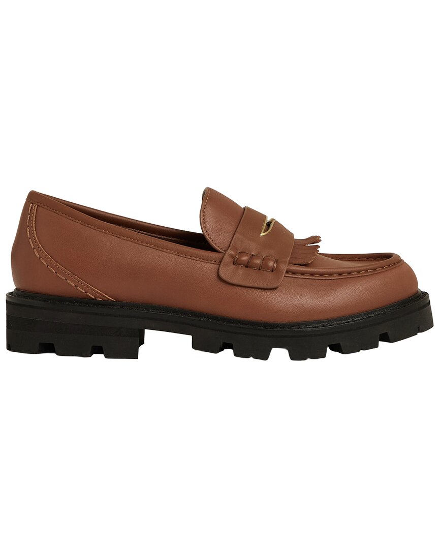 Reiss Lianna Leather Loafer In Brown