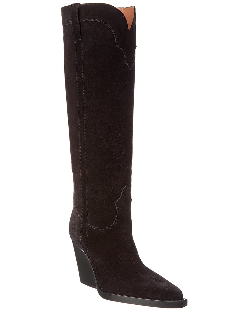 Paris Texas El Dorado Suede Cowboy Boots In Black