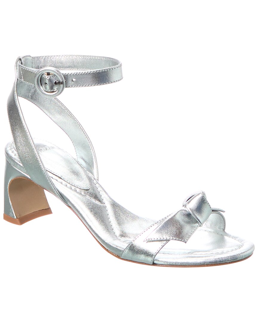 Alexandre Birman Clarita Bar Heel 60 Leather Sandal In Silver
