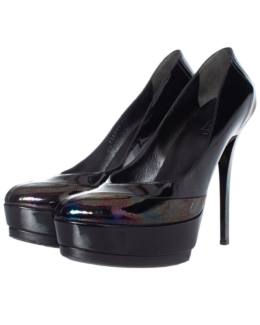 Gucci Women's Leather Oil Slick Platform Pump (authentic Pre-loved) In Black