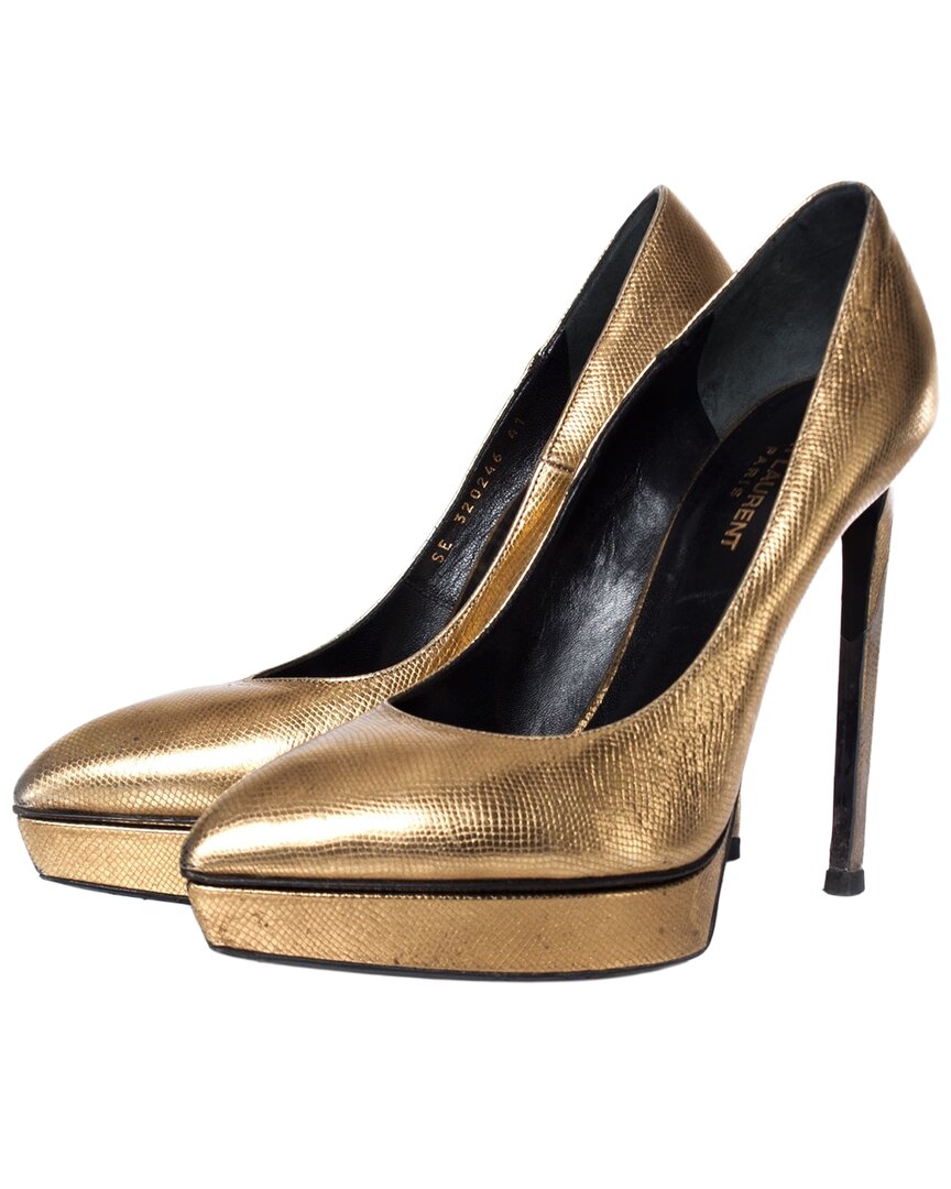 Pre-owned Saint Laurent Women's Leather Platform Pump (authentic Pre-loved)