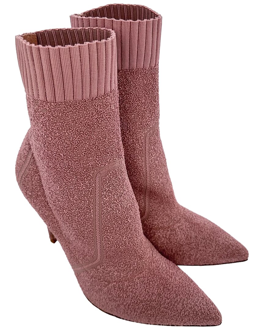 Pre-owned Gianvito Rossi Women's Synthetic Boucle Knit Fiona Bootie (authentic Pre-  Loved)