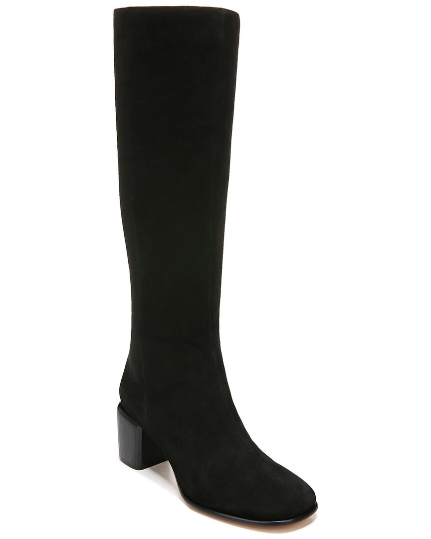 Shop Vince Maggie Tall Suede High-shaft Boot In Black