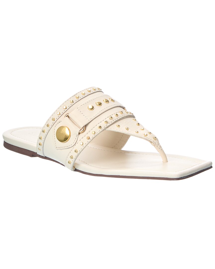 Schutz Aria Leather Thong Flat Sandal In White