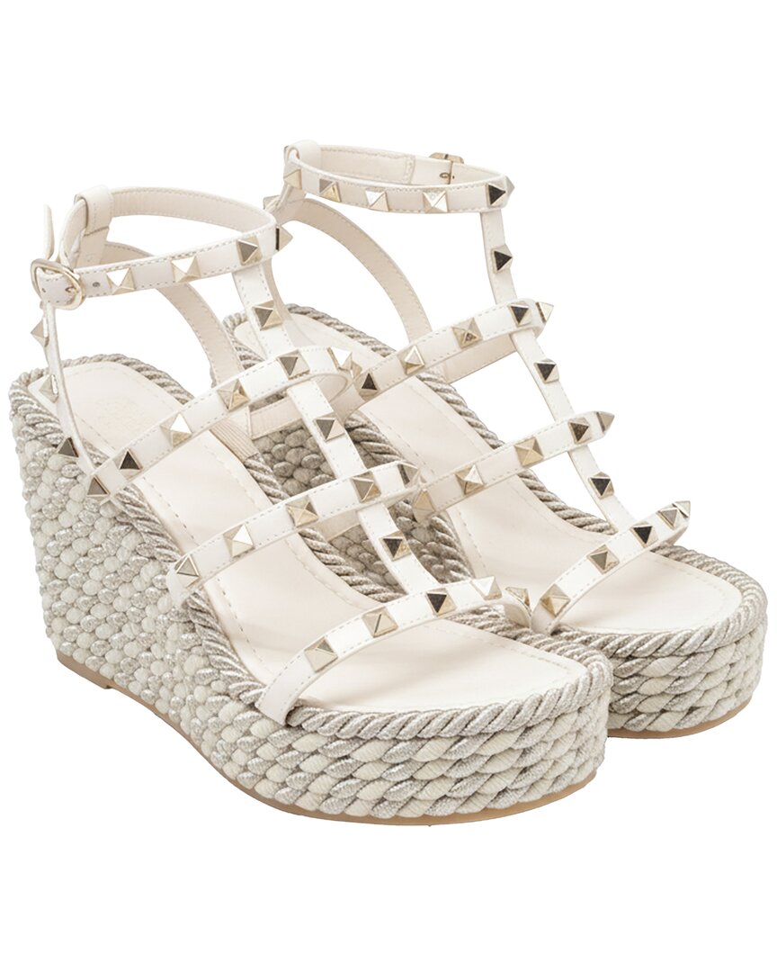 Valentino Garavani Valentino Women's Leather Rockstud Wedge Sandal (authentic Pre-loved) In Multi