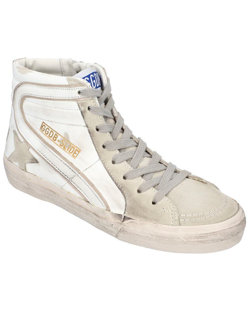 Shop Golden Goose Slide Leather Sneaker In White