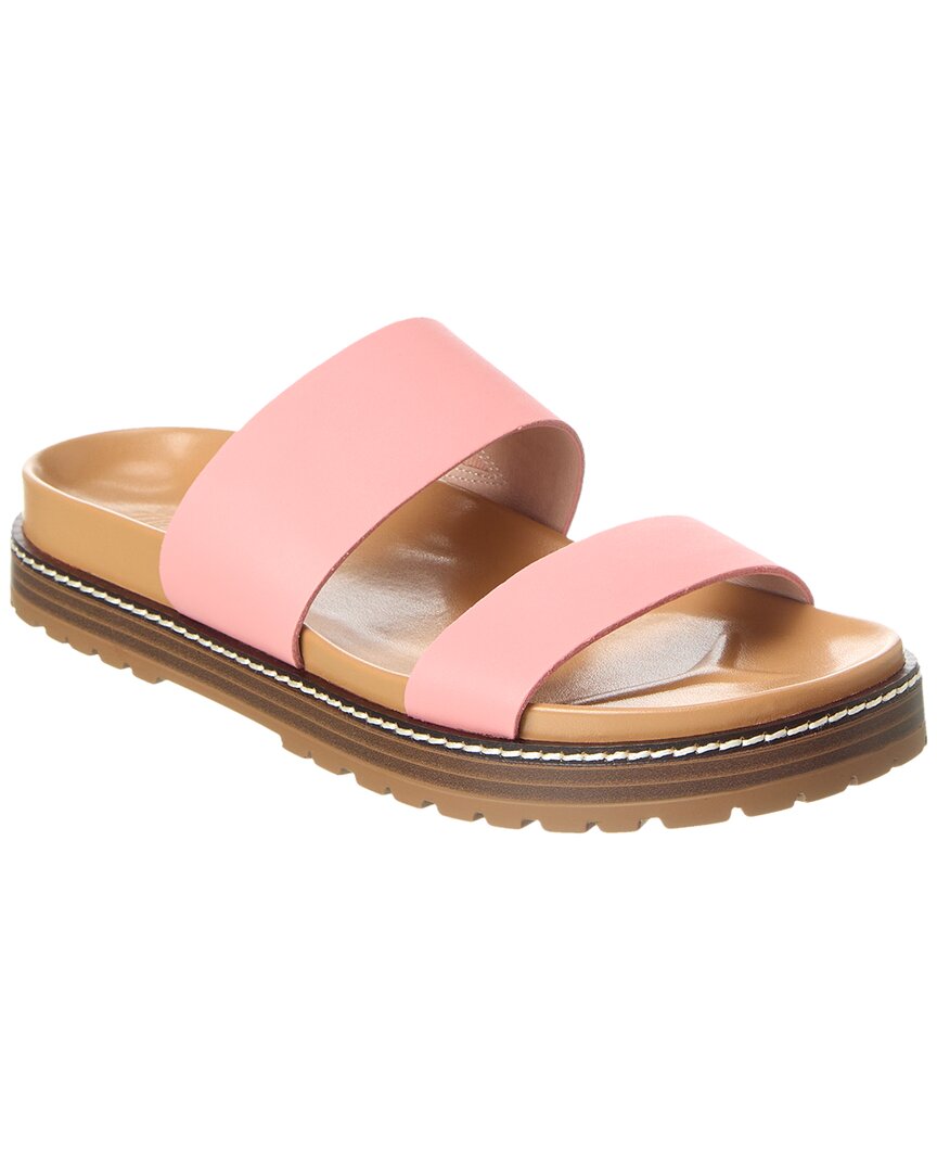 Shop Madewell The Charley Double-strap Leather Slide Sandal In Pink