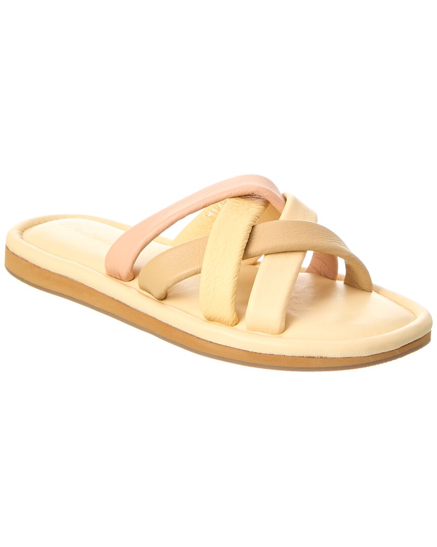 Shop Madewell Puffy Woven Leather Slide In Yellow