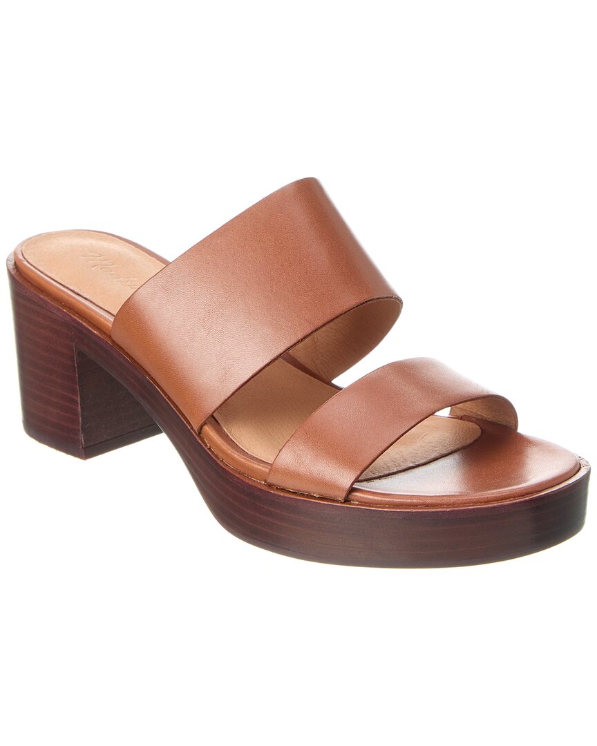 Shop Madewell Double-strap Leather Platform Sandal In Brown