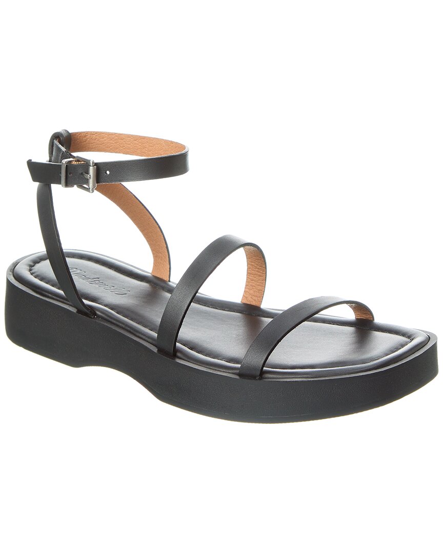 Shop Madewell Double-strap Leather Platform Sandal In Black