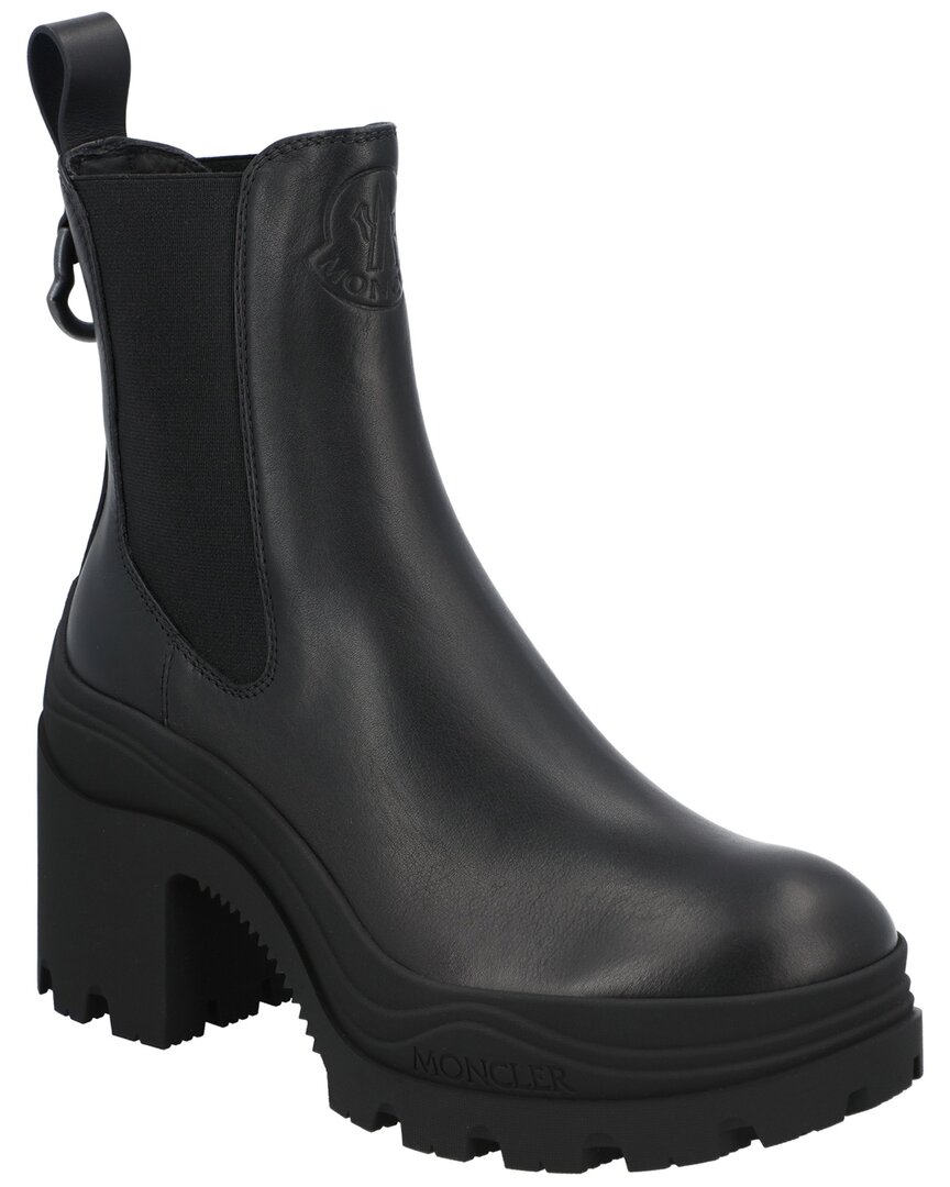 Shop Moncler Envile Leather Chelsea Boot In Black