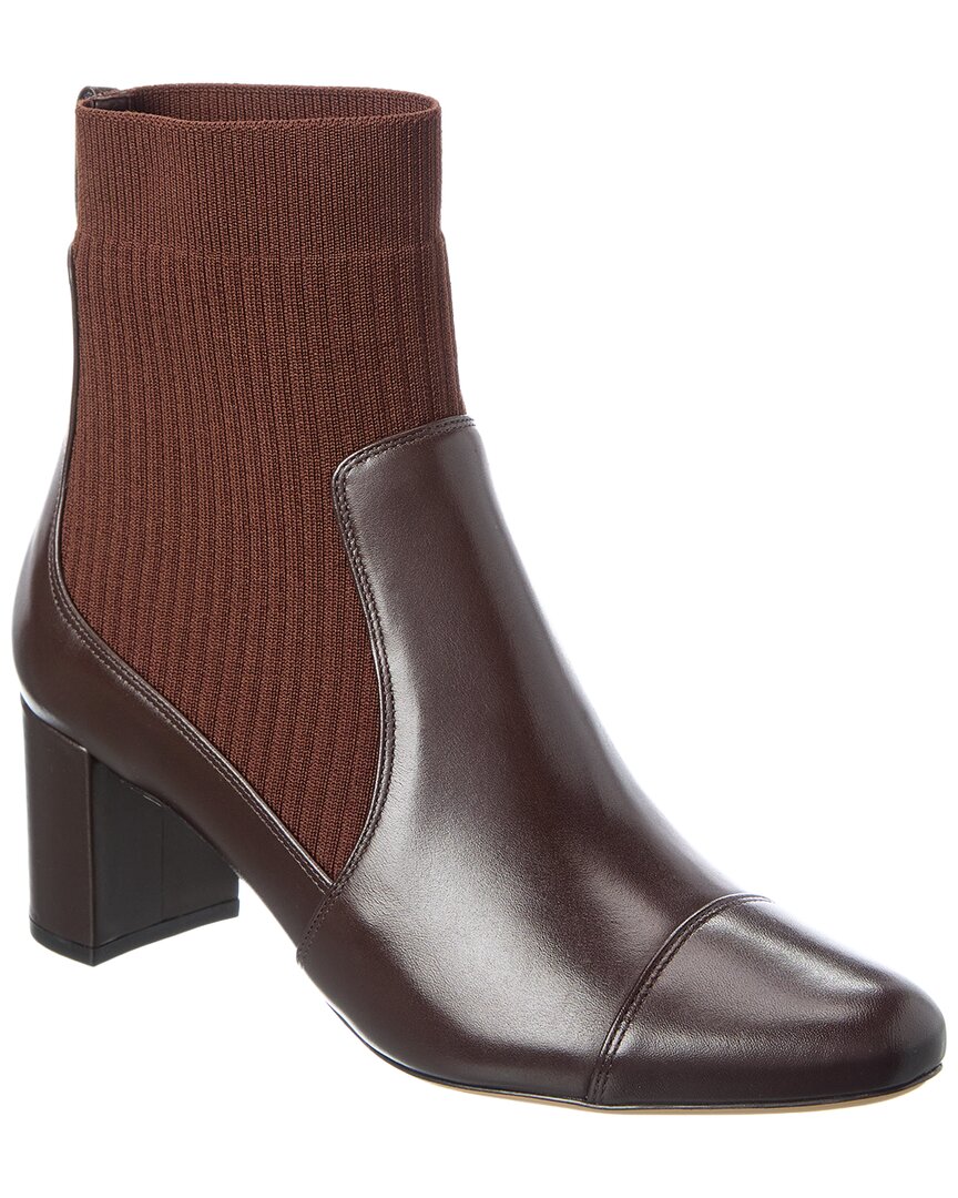 Alexandre Birman Becky 60 Knit & Leather Bootie In Brown