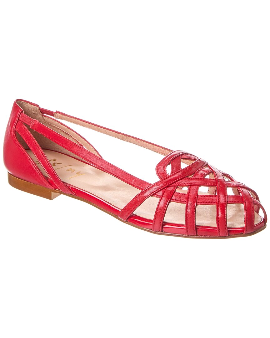 Shop French Sole Deejay Leather Flat In Red