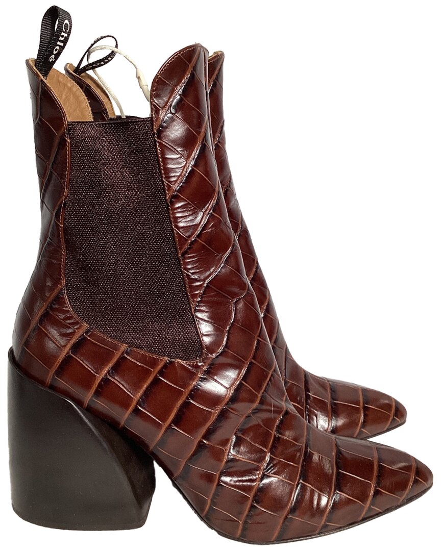 Chloé Chloe Wave Leather Ankle Boot