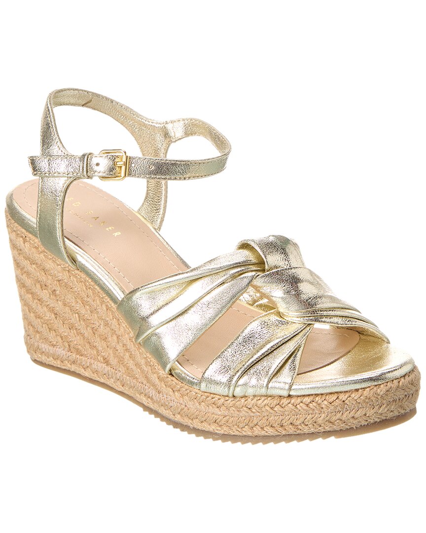 Shop Ted Baker Carda Leather Wedge Sandal In Gold