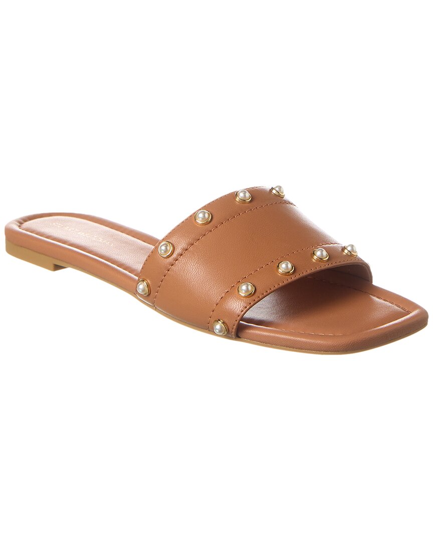 Shop Stuart Weitzman Pearl Slide Leather Sandal In Brown