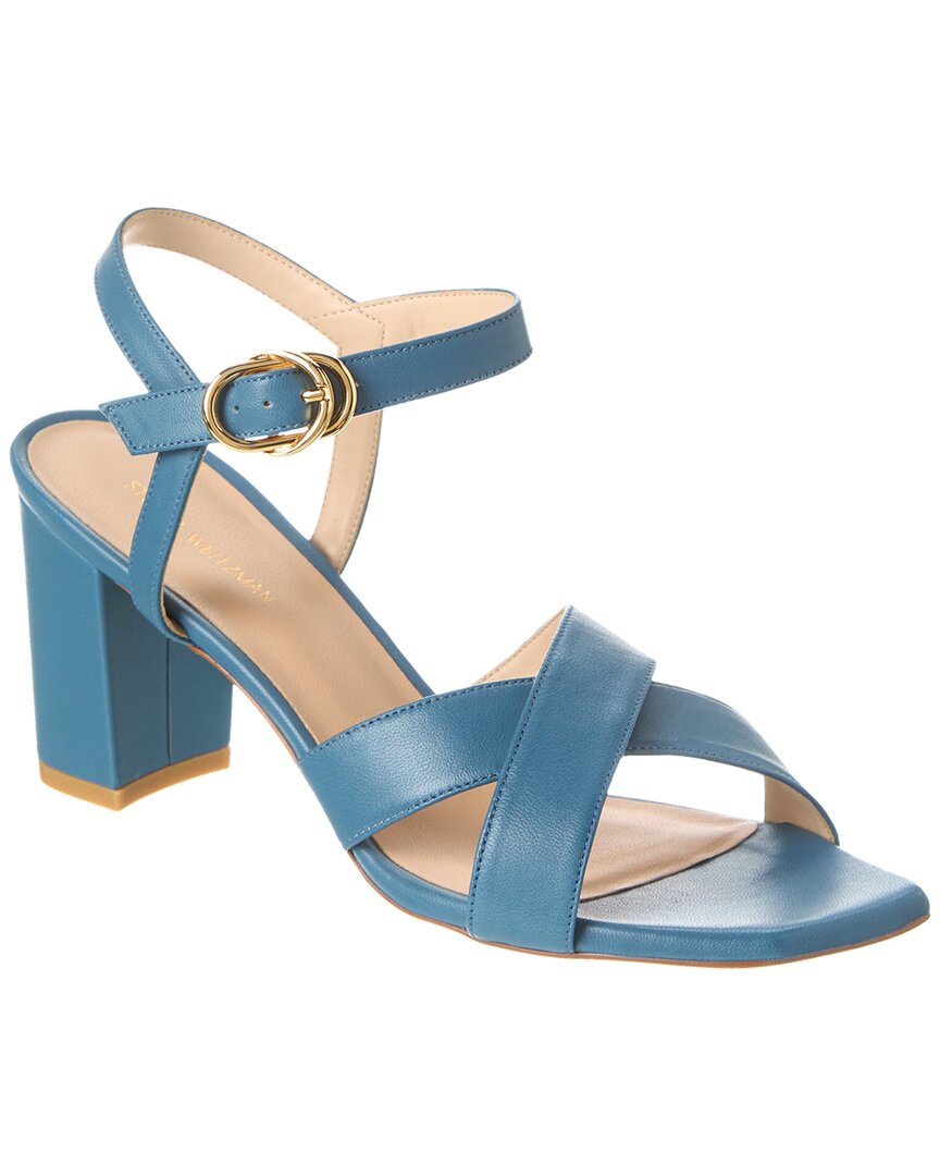 Shop Stuart Weitzman Analeigh 75 Leather Sandal In Blue