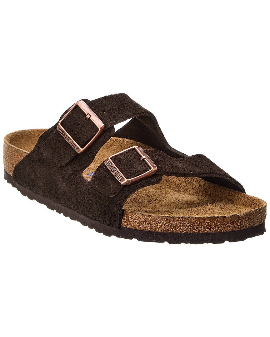 Shop Birkenstock Arizona Soft Footbed Suede Leather Sandal In Brown