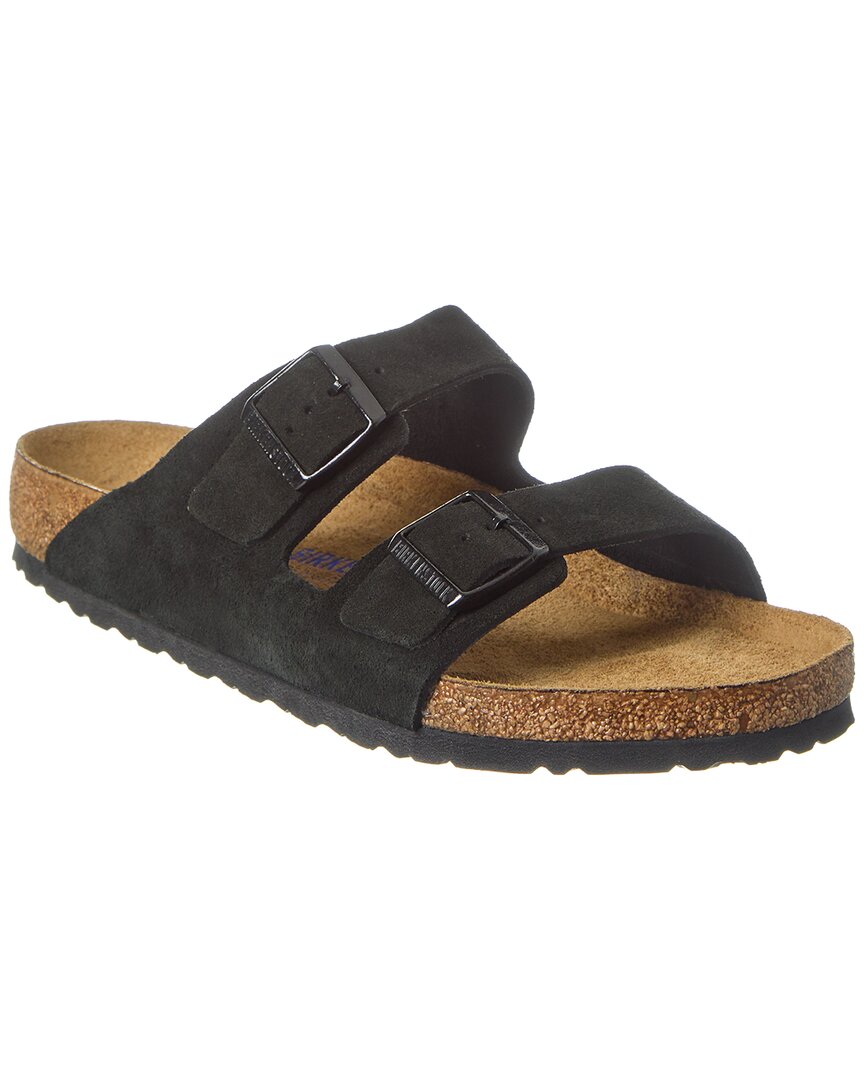 Shop Birkenstock Arizona Soft Footbed Suede Sandal In Black