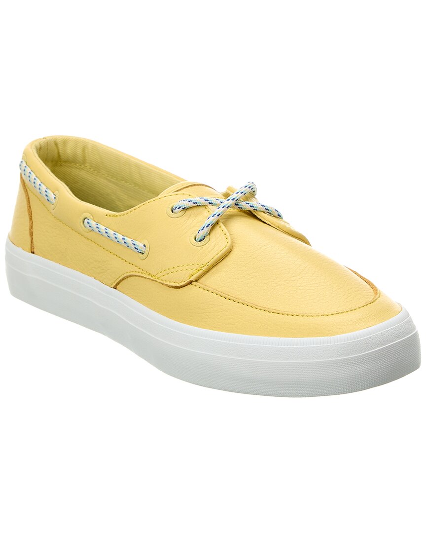Shop Sperry Crest Leather Boat Shoe In Yellow